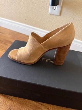 rag & bone Suede Open-Toe Block Heel in Beige